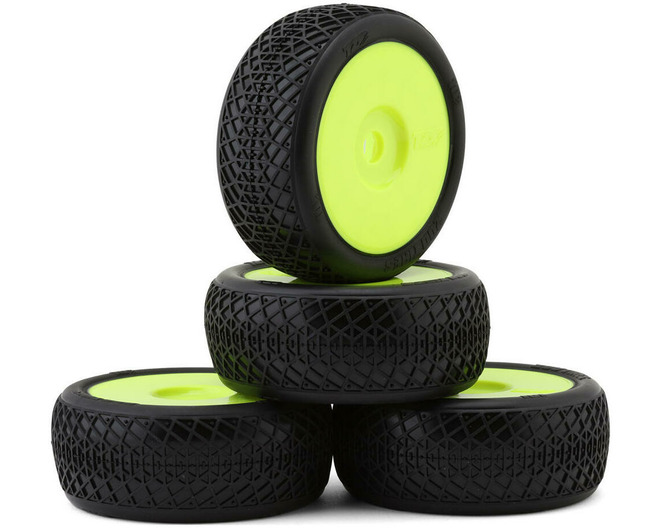101 1/8 Buggy Pre-Glued Tire Set (Yellow) (4) (Super Clay) photo