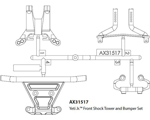 AX31517 Front Shock Tower/Bumper Set Yeti Jr photo