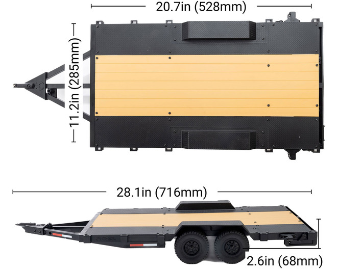 1/10 SCX10 Flat Bed Vehicle Trailer