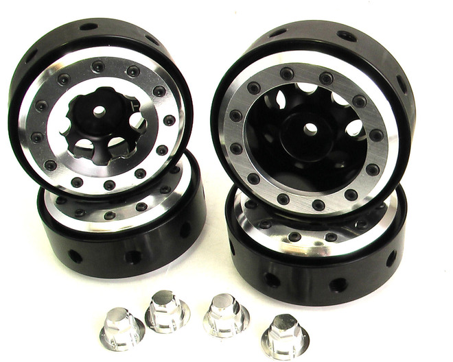 Tap to zoom Black Beadlock 1.9 Rims Silver Rings