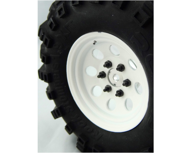 Tap to zoom Steel 1.9 Beadlock 6-Lug 8-Hole Wheels for 12mm Hex (White) (4)