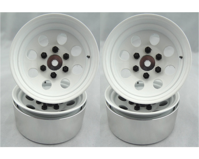 Tap to zoom Steel 1.9 Beadlock 6-Lug 8-Hole Wheels for 12mm Hex (White) (4)
