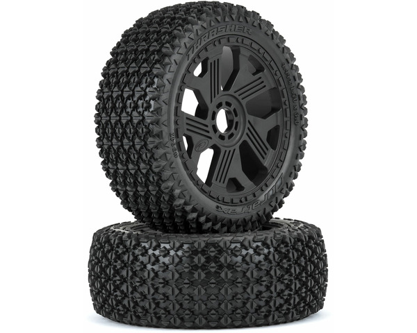 Thrasher Off-Road 1:8 Buggy Tires Mounted on Black Ripper 17mm W photo