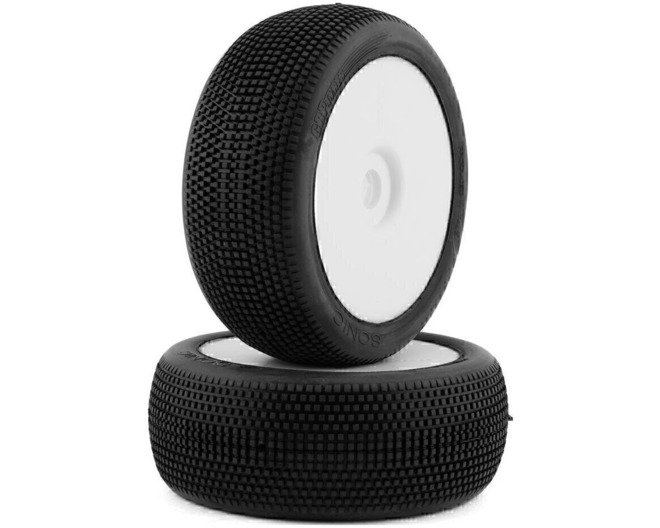 Sonic Pre-Mounted 1/8 Buggy Tires (2) (White) (Extra Soft) photo