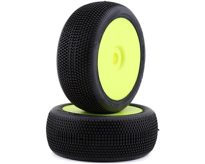 Sonic Pre-Mounted 1/8 Buggy Tires (2) (Yellow) (Soft) photo