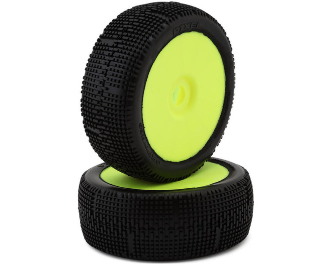 Pixel Pre-Mounted 1/8 Buggy Tires (Yellow) (2) (S35 - Soft) photo
