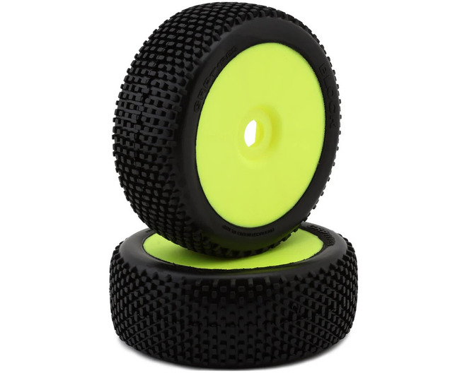 Block Pre-Mounted 1/8 Buggy Tires (Yellow) (2) (S35 - Soft) photo