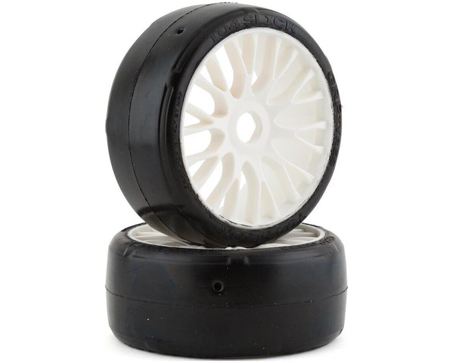 Gt - To4 Slick Belted Pre-Mounted 1/8 Buggy Tires (White) (2) (X photo
