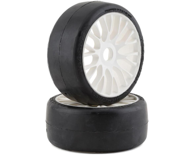 Gt - To4 Slick Belted Pre-Mounted 1/8 Buggy Tires (White) (2) (X photo