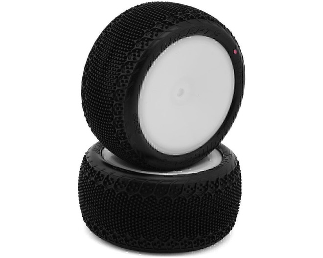 3dp 2.2 Pre-Mounted Rear Buggy Carpet Tires (White) (2) (Pink) photo