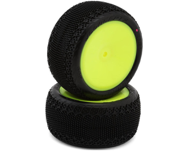 3dp 2.2 Pre-Mounted Rear Buggy Carpet Tires (Yellow) (2) (Pink) photo