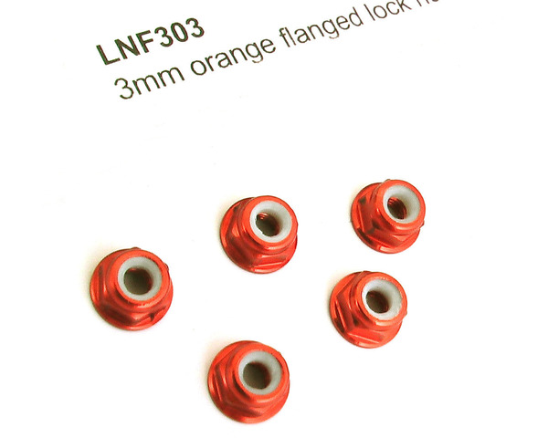 discontinued 3mm Orange Flanged Lock Nut (5) photo