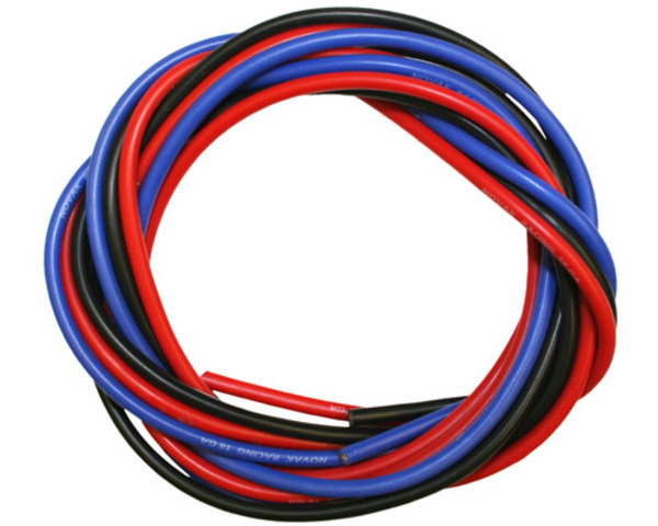 discontinued 16 Gauge Silicone Power Wire 3 ft:Black Red Blue photo