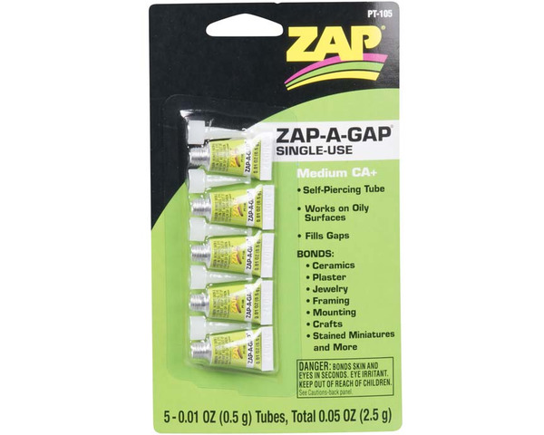 Zap-A-Gap Single Use Tubes 5 x 1/2 g Carded photo