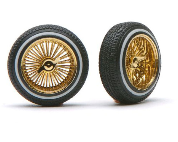 "WIRE" RIMS W/TIRES GOLD photo