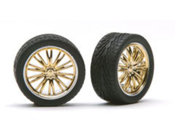 23 inch Vanquish Rims W/Tires Chrome /Gold - plastic model acces photo