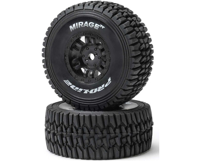 Mirage TT F/R Tires Mounted 12mm Hex Black Split Six 4 for ARRMA