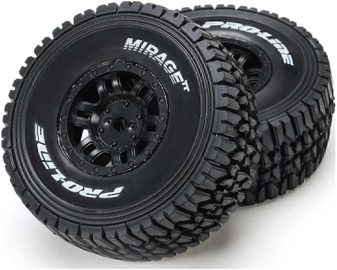 Tap to zoom Mirage TT F/R Tires Mounted 12mm Hex Black Split Six 4 for ARRMA