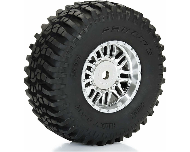 Flat Iron F/R Tires Mounted 12mm Hex Chrome Diablo 4 for Arrma T photo