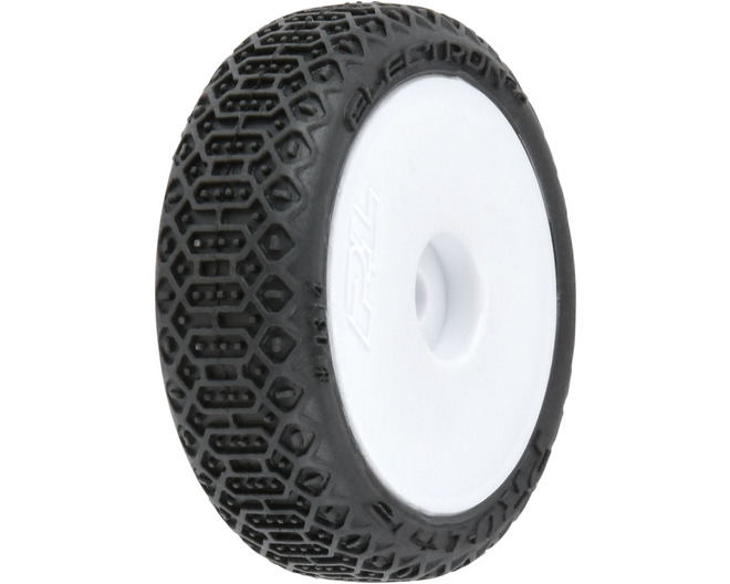 Electron 2.0 F/R Tires Mounted 7mm White 4 for Losi Micro-B photo
