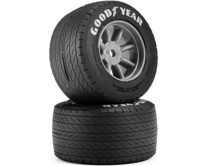 Goodyear Blue Streak VTA Rear Tires Mounted 8mm Gray Wheels 2 fo