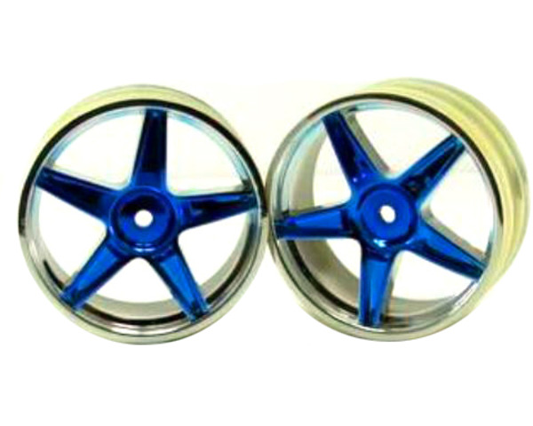 Chrome front 5 spoke blue anodized wheels 2 pieces photo