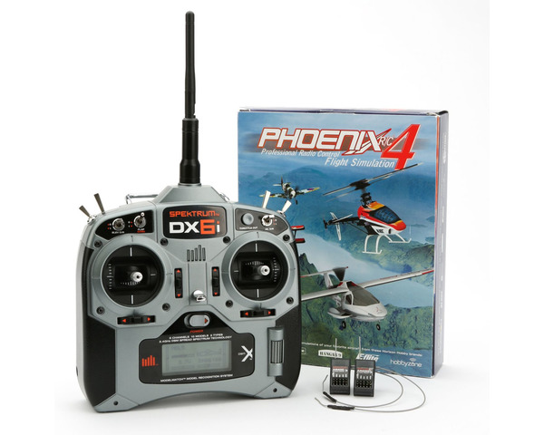DX6i DSMX TX MD2 w/RTM Phoenix Sim + 2 - AR400 RX photo