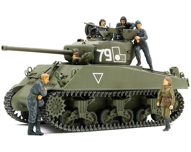 1/35 Wwii M4a2 Sherman Tank & Crew Plastic Model Kit photo