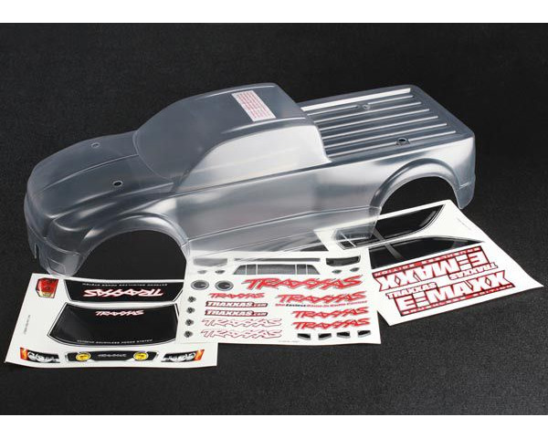 Body, E-Maxx Brushless (clear, requires painting)/ decal sheet photo