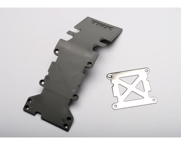 Skidplate, rear plastic (grey)/ stainless steel plate photo