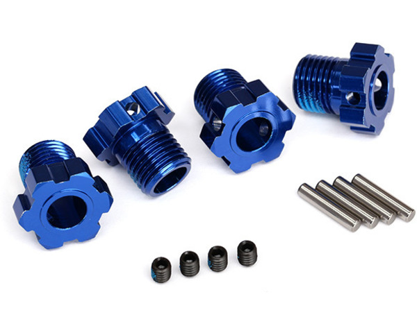Wheel hubs, splined, 17mm (blue-anodized) (4)/ 4x5 GS (4), 3x14m photo