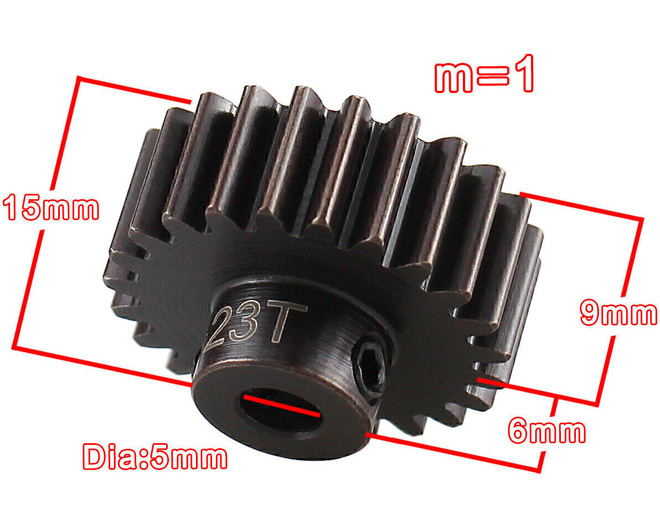 23T EHD Steel Mod 1 Pinion Gear 5mm